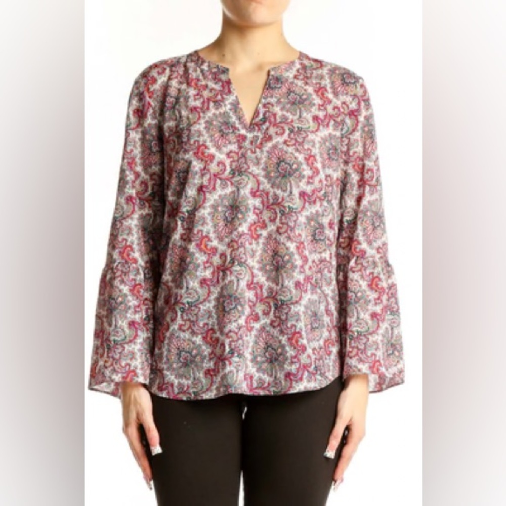 J.Crew Paisley Medallion Printed Bell Sleeve Top Blouse.